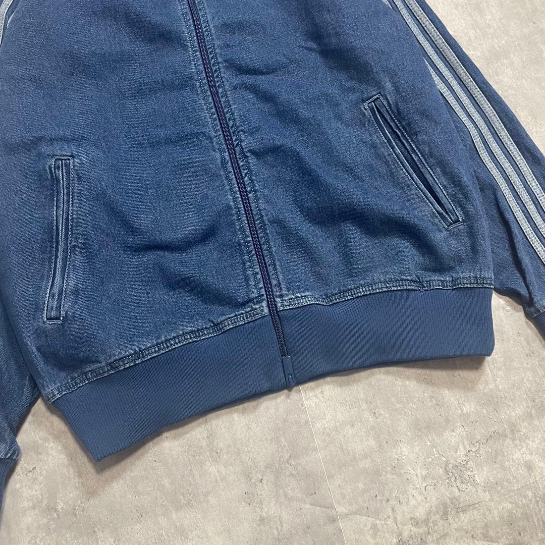 2XL✨ adidas デニム ファイヤーバード トラックジャケット ブルー 青