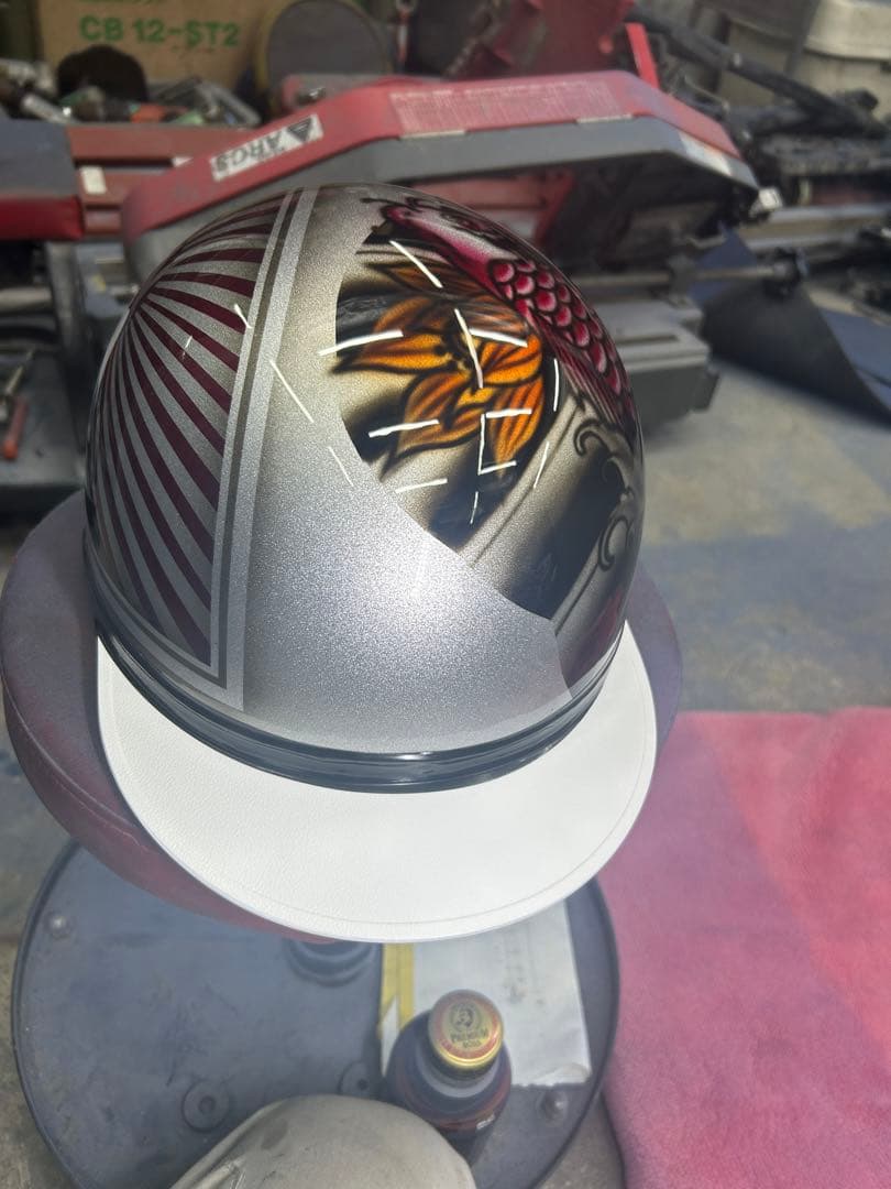 コルク半　三つボタン　和彫鯉　日章