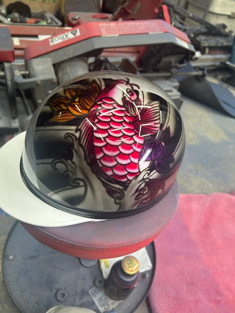 コルク半　三つボタン　和彫鯉　日章