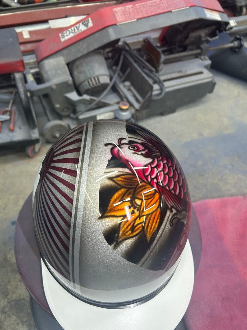 コルク半　三つボタン　和彫鯉　日章