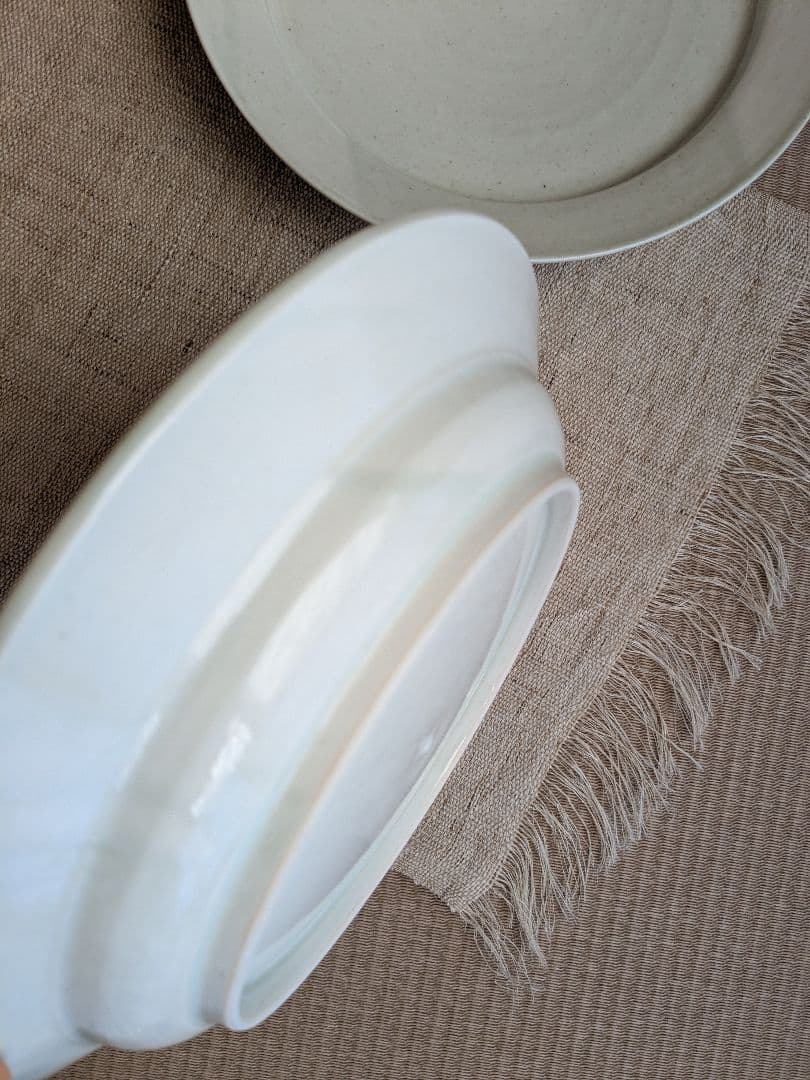 阿部春弥　ピアット白磁大皿　2枚