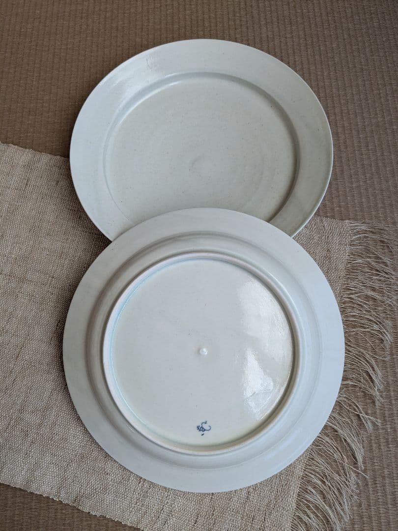 阿部春弥　ピアット白磁大皿　2枚