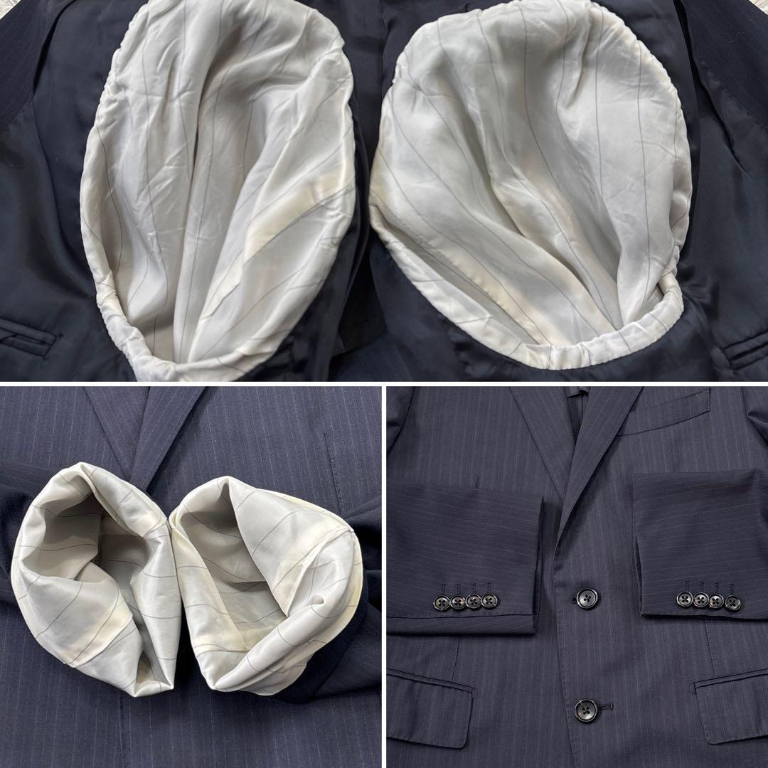 【ダーバン】チェルッティ生地　高級生地　ストライプ　ブラック　AB4 M