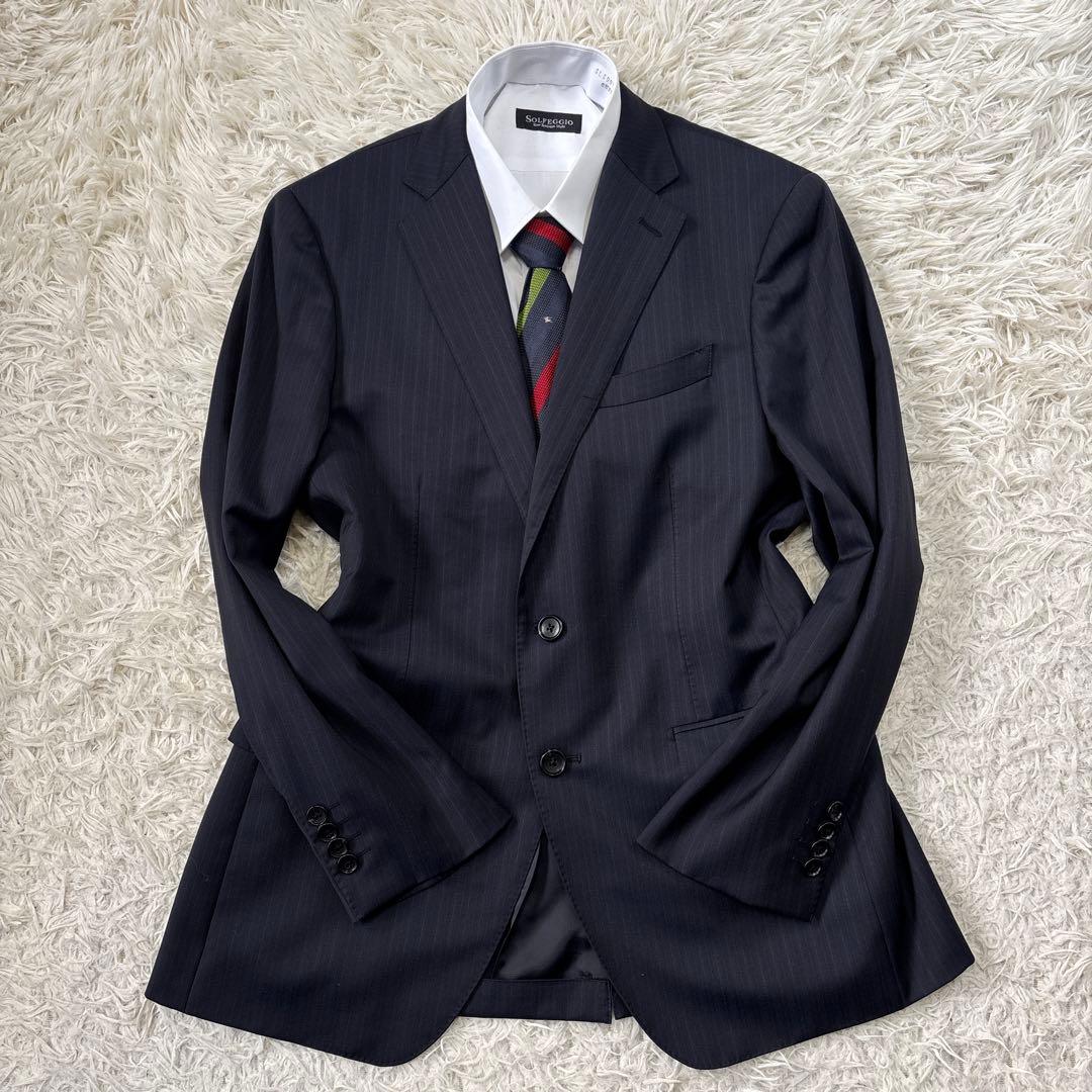 【ダーバン】チェルッティ生地　高級生地　ストライプ　ブラック　AB4 M