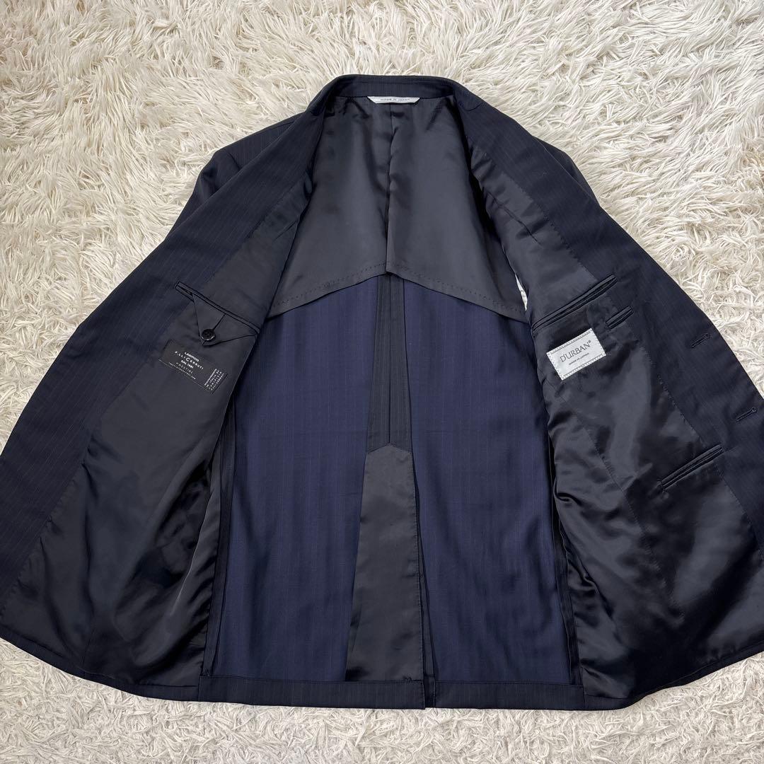 【ダーバン】チェルッティ生地　高級生地　ストライプ　ブラック　AB4 M