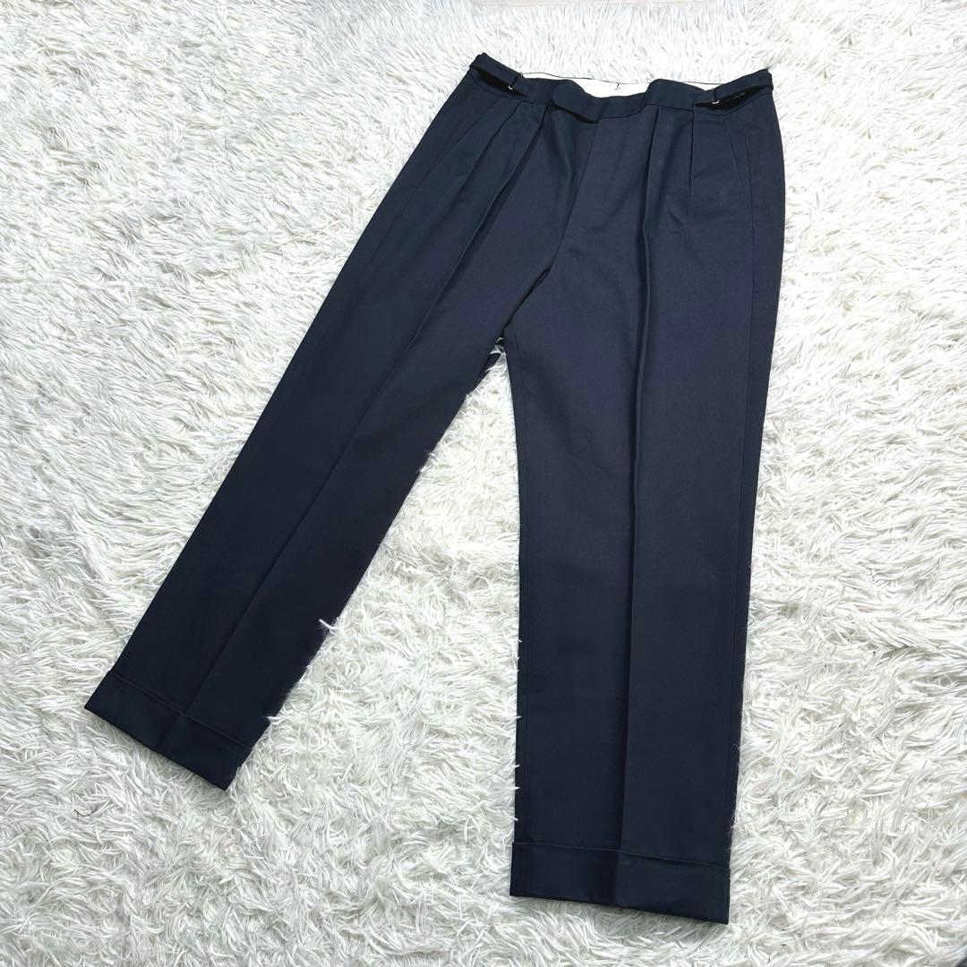 ブリティッシュメイド　オフィサーパンツ　ポーツマス　コットンドリル　ネイビー　L