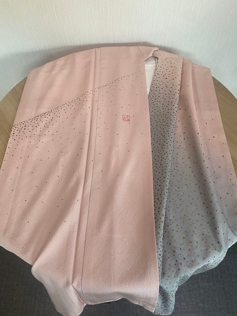 人間国宝　福田喜三郎　訪問着　単衣　箔散らし　暈し染め　金彩　正絹