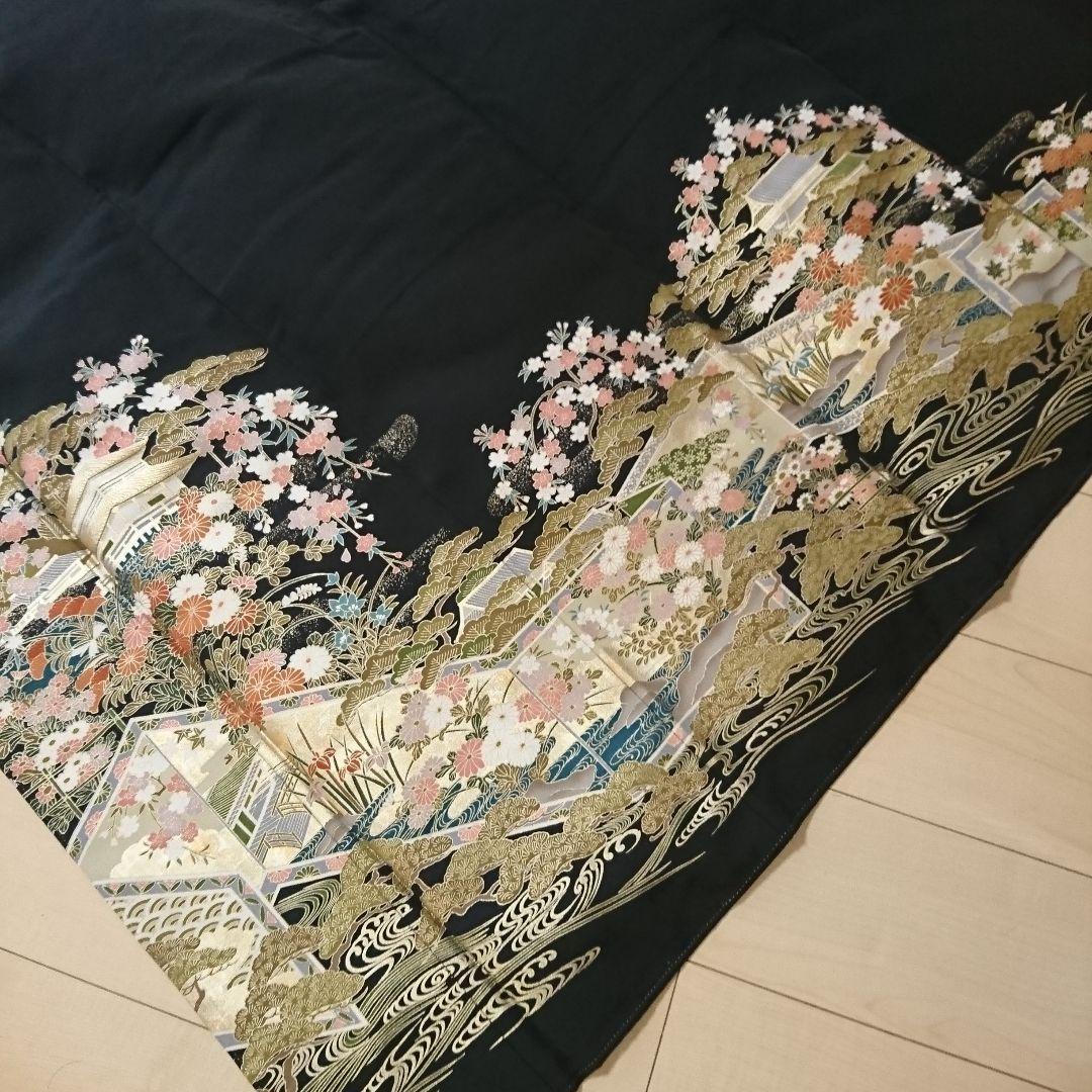 1574★正絹 黒留袖 着物 5枚セット おまとめ リメイク素材
