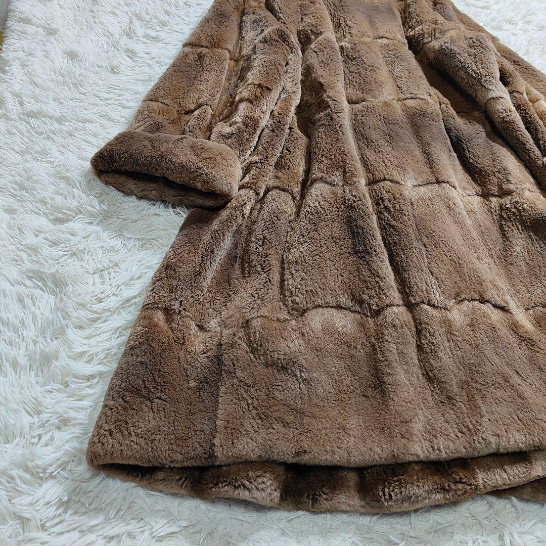 美品　毛皮　ランセル ミンク ペイズリー 裏地 総柄 ブラウン ロング　大きい