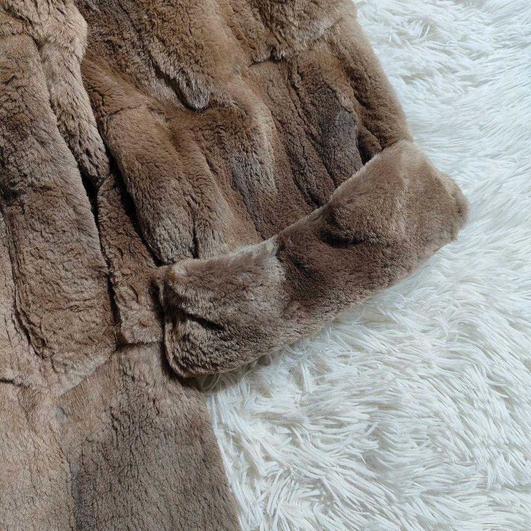 美品　毛皮　ランセル ミンク ペイズリー 裏地 総柄 ブラウン ロング　大きい