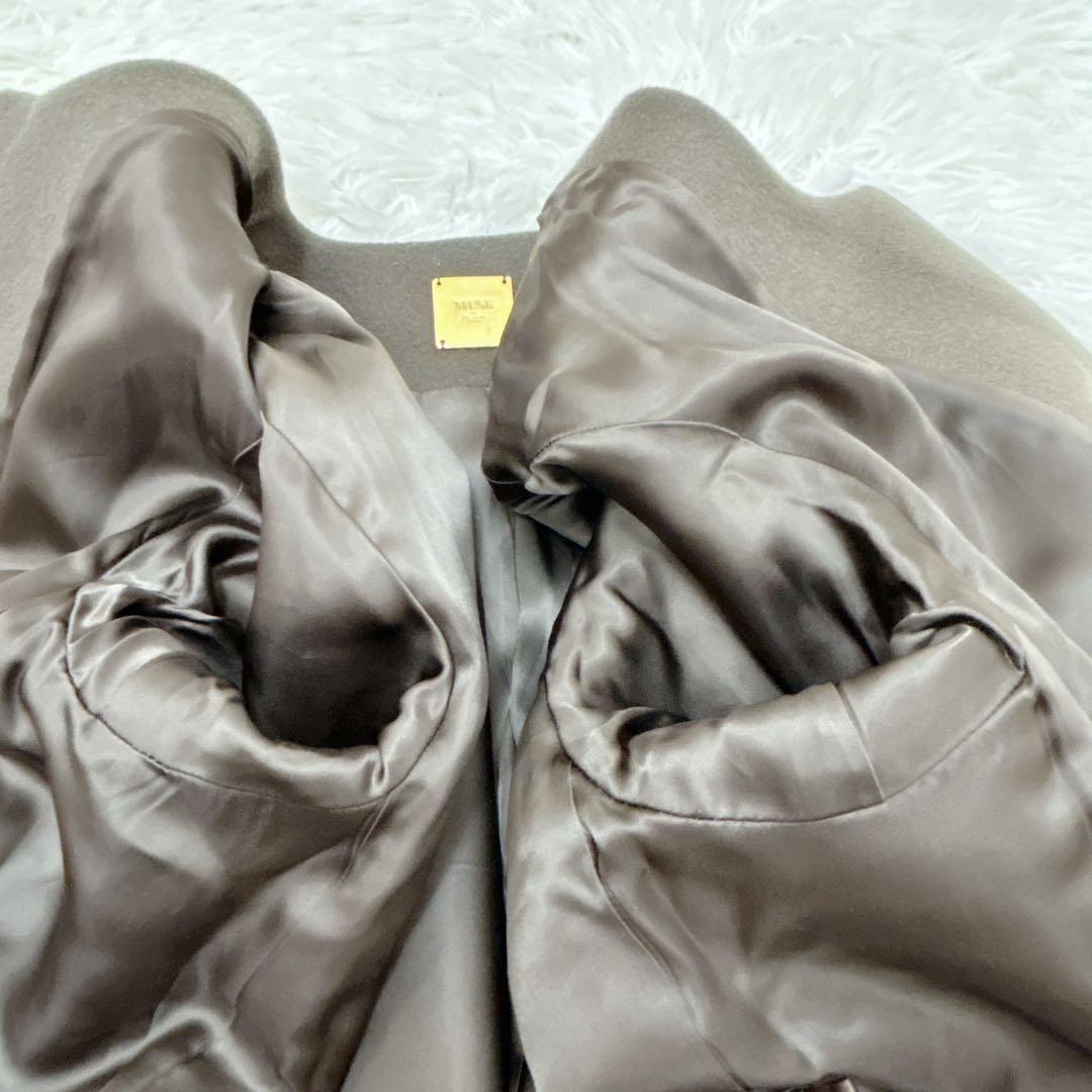 Deuxieme Classe ダブルクロスノーカラーコート　ブラウン フリー