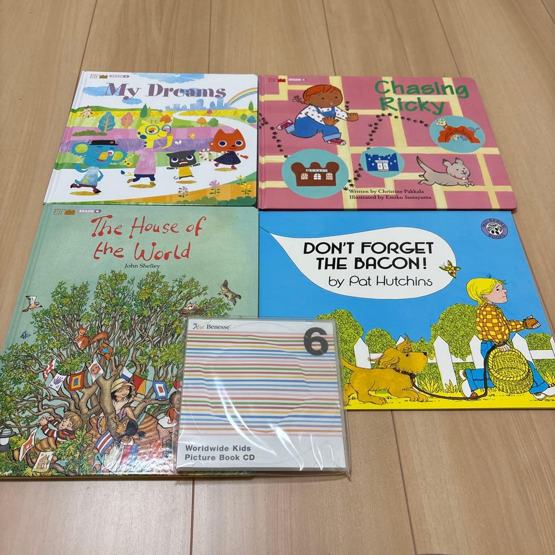 【ほぼ未使用】ワールドワイドキッズ 英語絵本 22冊、読み聞かせCD6枚 wwk