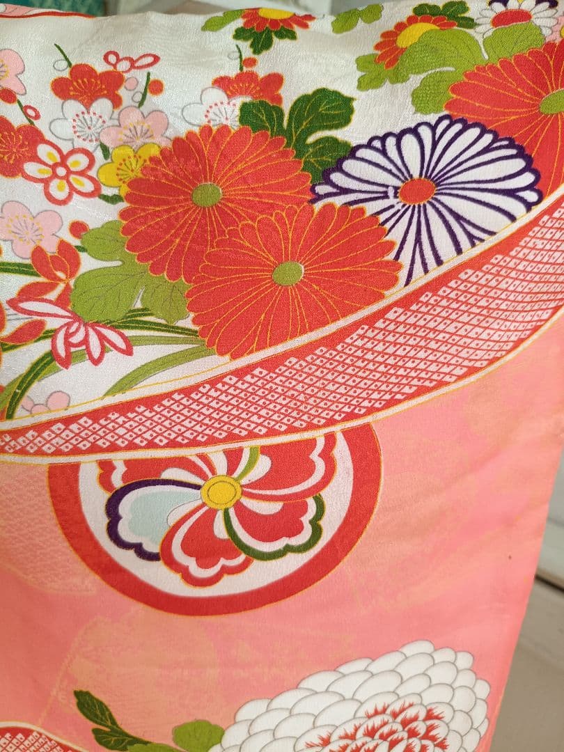 専用です☆☆アンティーク薄いピンクの着物にブルーのだらり帯☆七五三フルセット