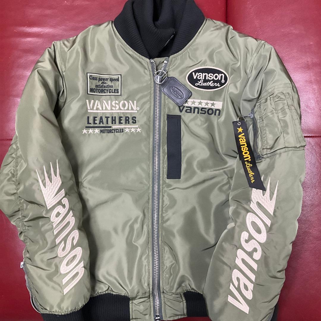 【美品・￼特価】vansonライダージャケットL セージグリーン
