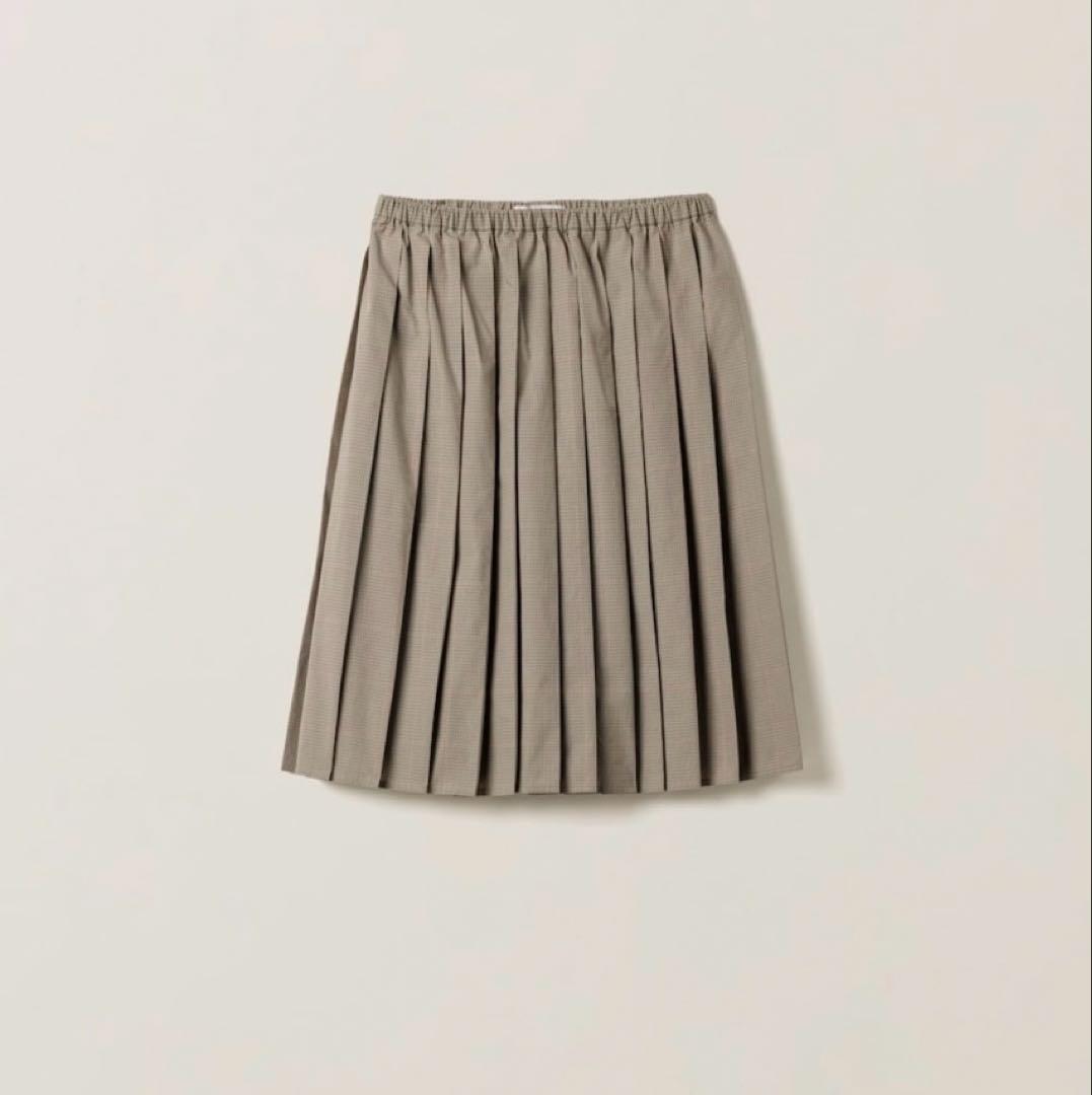 【新品】miumiu プリーツ チェック テクニカルファブリック ミディスカート