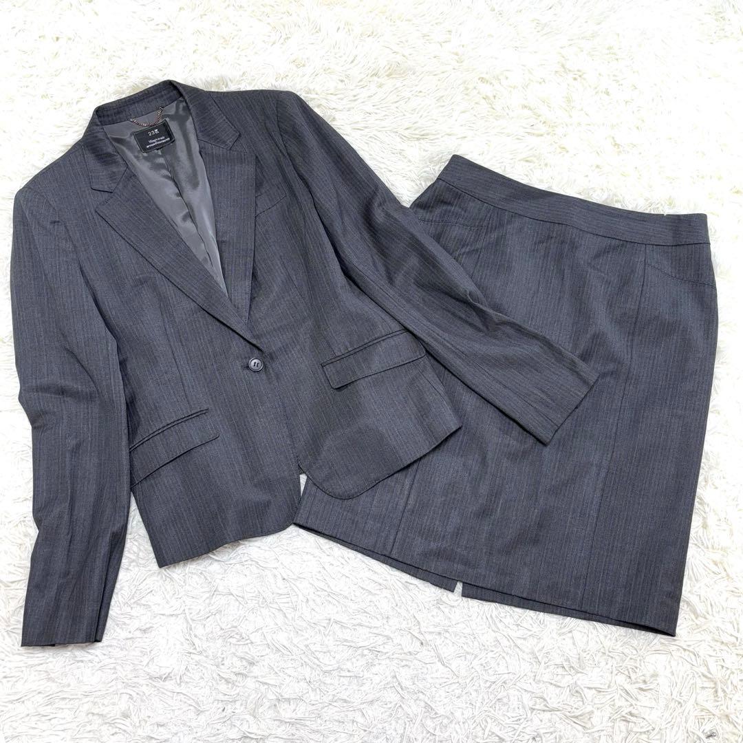 23区　ファインネスウール　スカートスーツ　高級生地　42号　XL