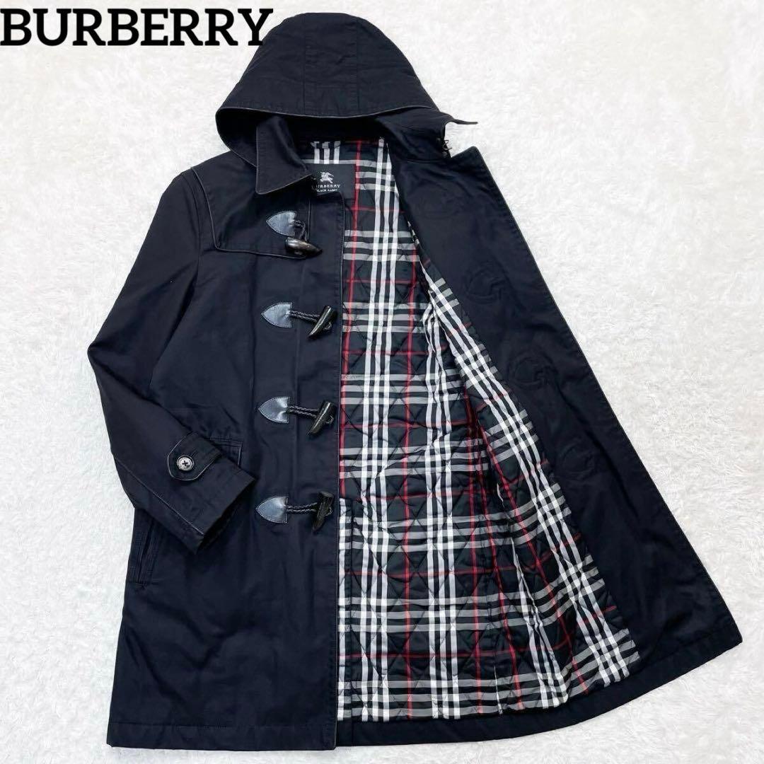 未使用級BURBERRY ノバチェック　極暖　ダッフルコート 　ブラック　大人気