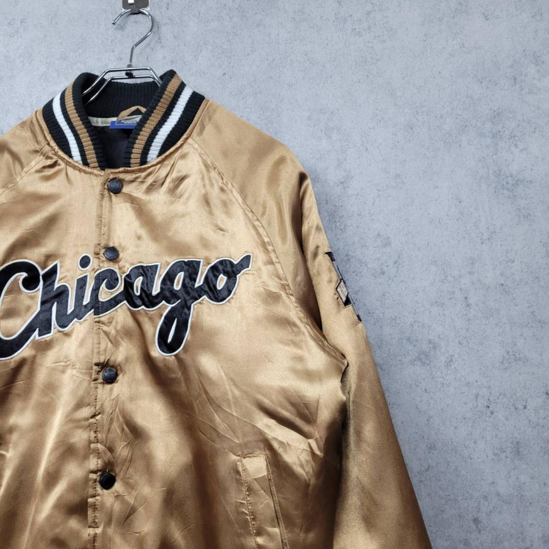 【90s 古着】MLB シカゴホワイトソックス 刺繍 中綿 ナイロンスタジャン