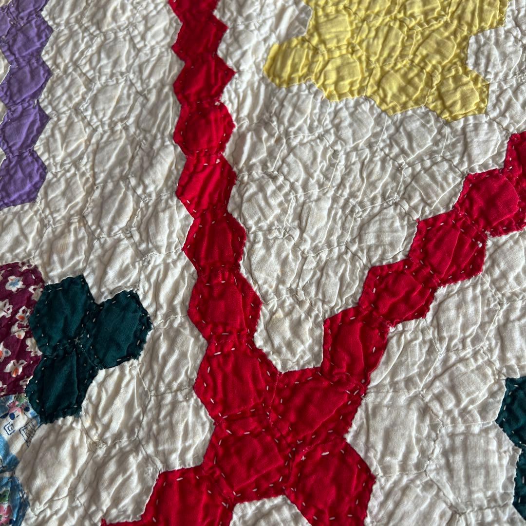 最終値下げアンティークキルト✴︎フラワーバスケットキルト