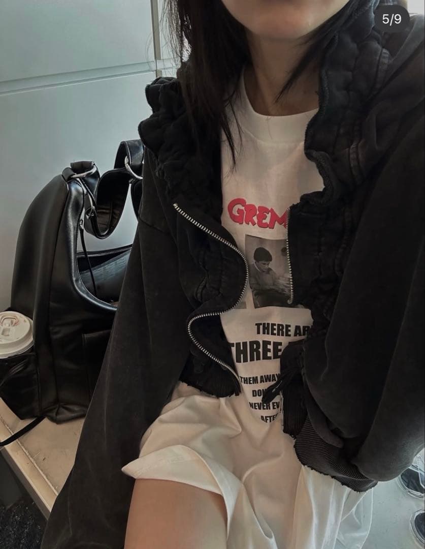 Ameri OYSTER SILHOUETTE HOODIE ブラック