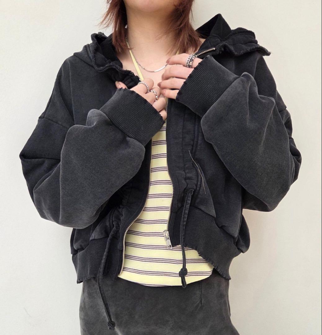 Ameri OYSTER SILHOUETTE HOODIE ブラック