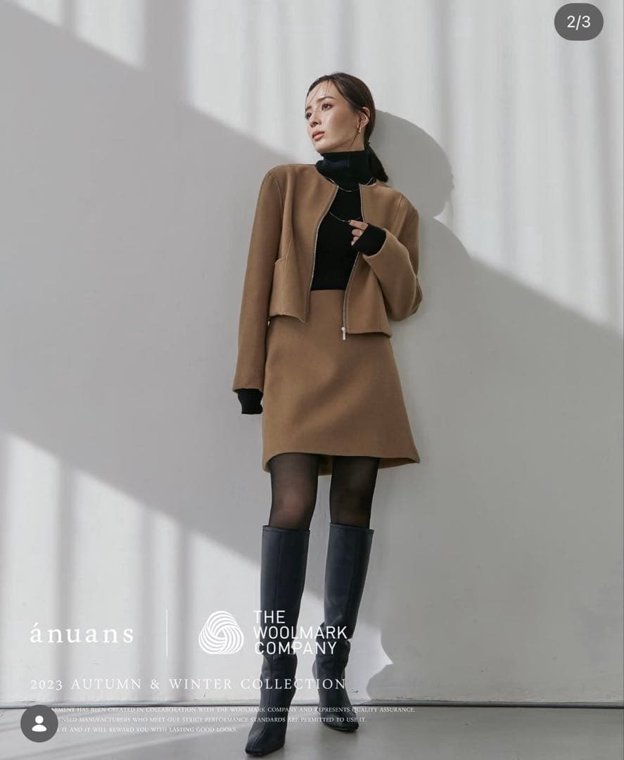 ※値下げ不可※ ánuans Vウールダブルクロスリバーショートジャケット　黒