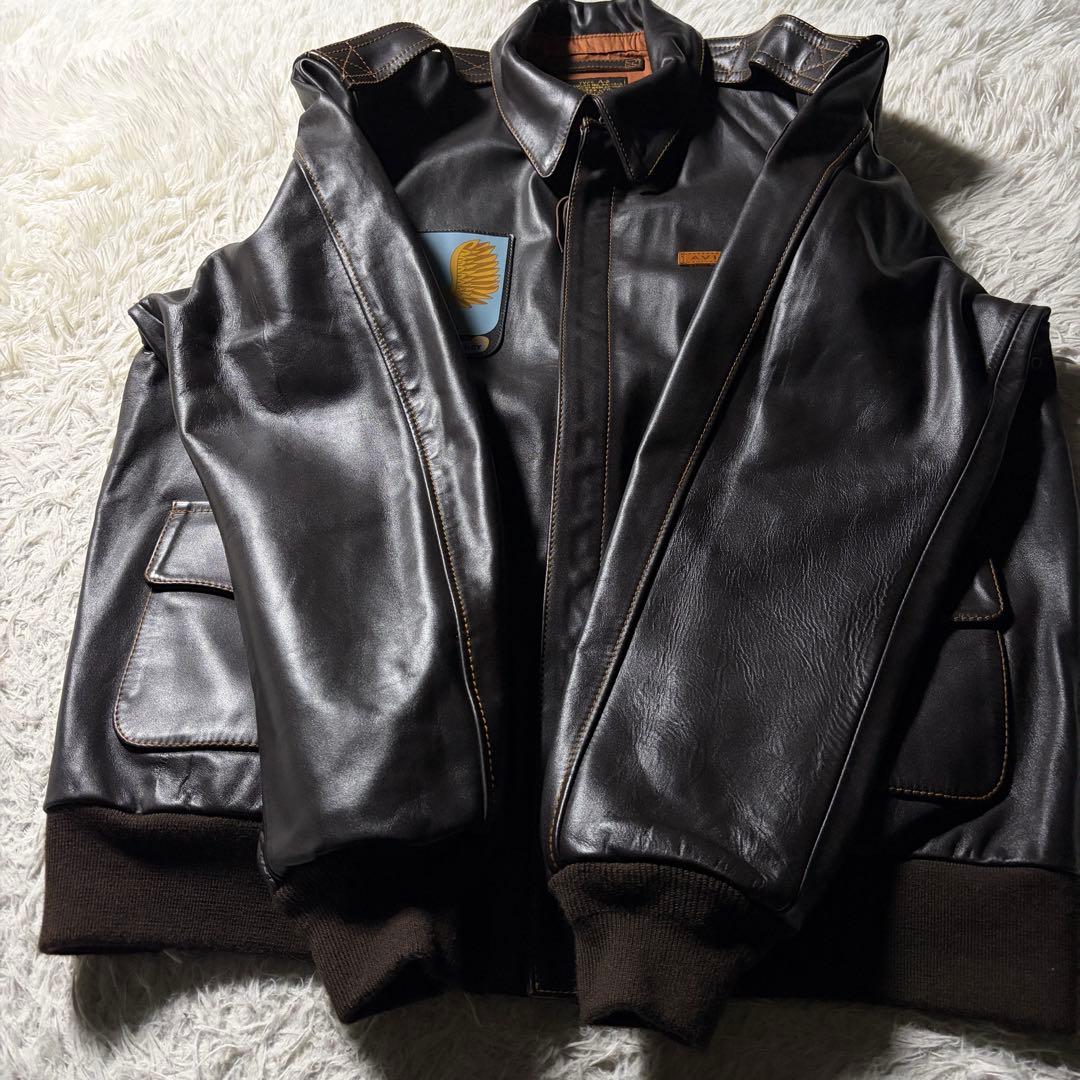 極美品■AVIREX フライトジャケット　A-2 馬革　ピンナップガール　44