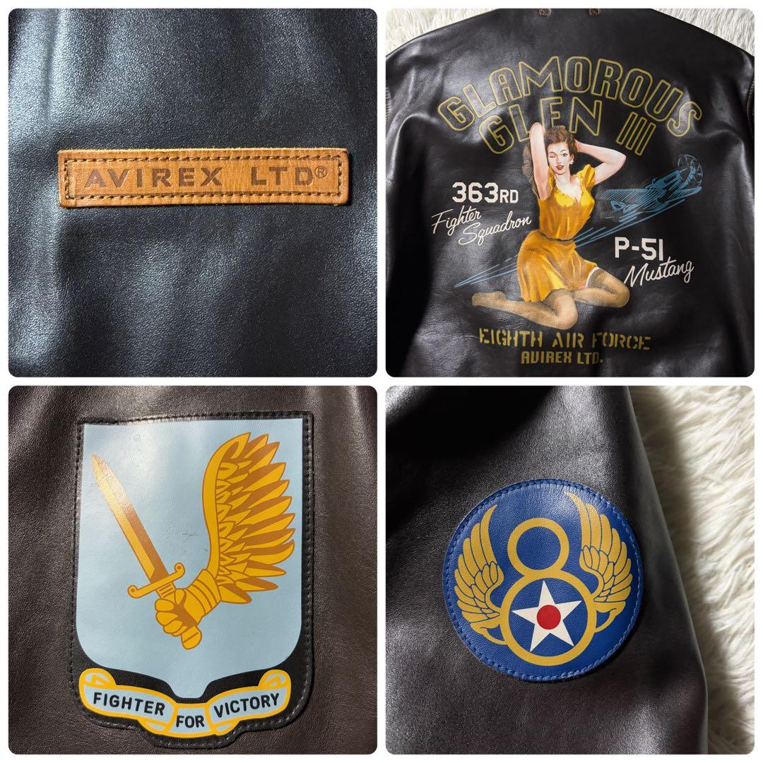 極美品■AVIREX フライトジャケット　A-2 馬革　ピンナップガール　44