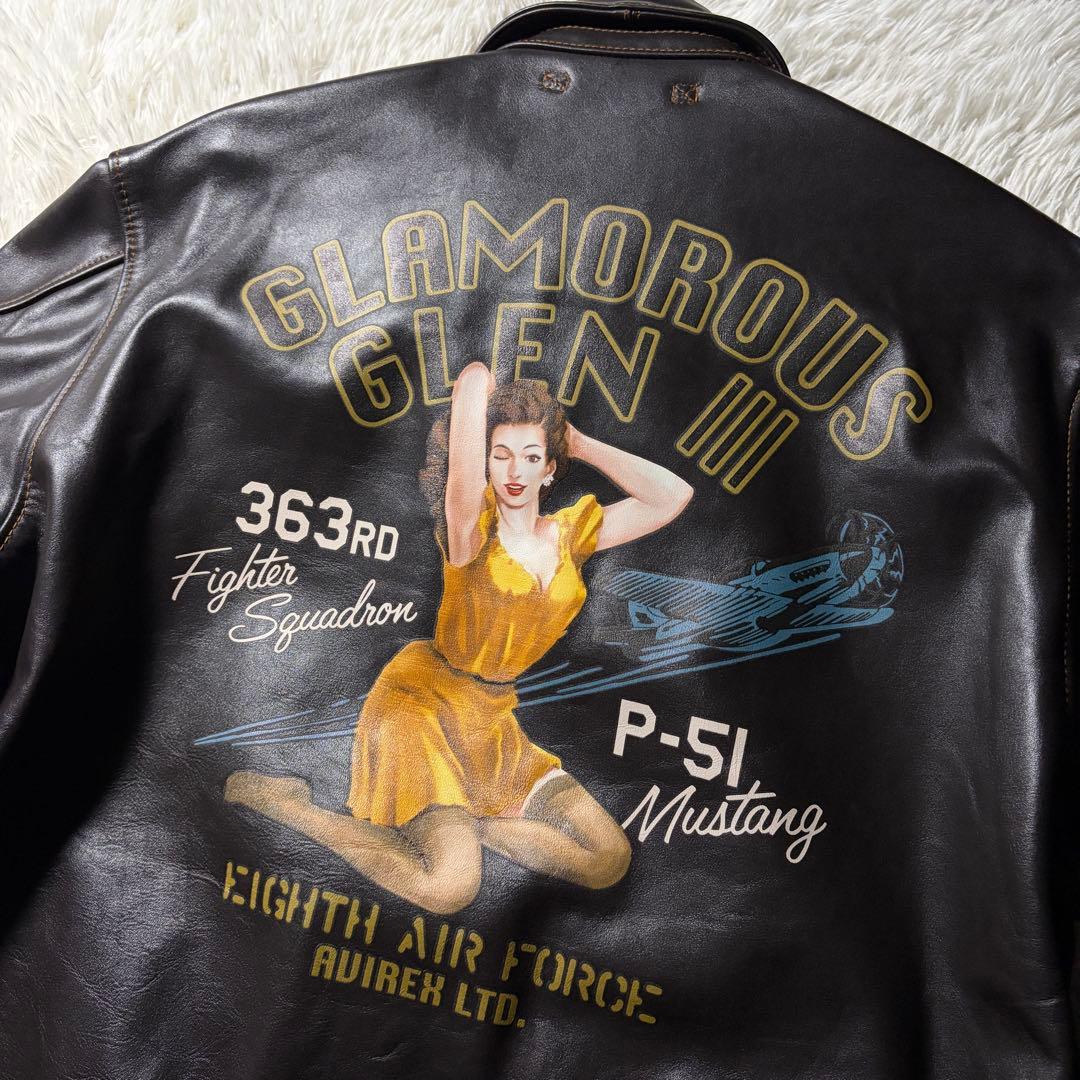 極美品■AVIREX フライトジャケット　A-2 馬革　ピンナップガール　44