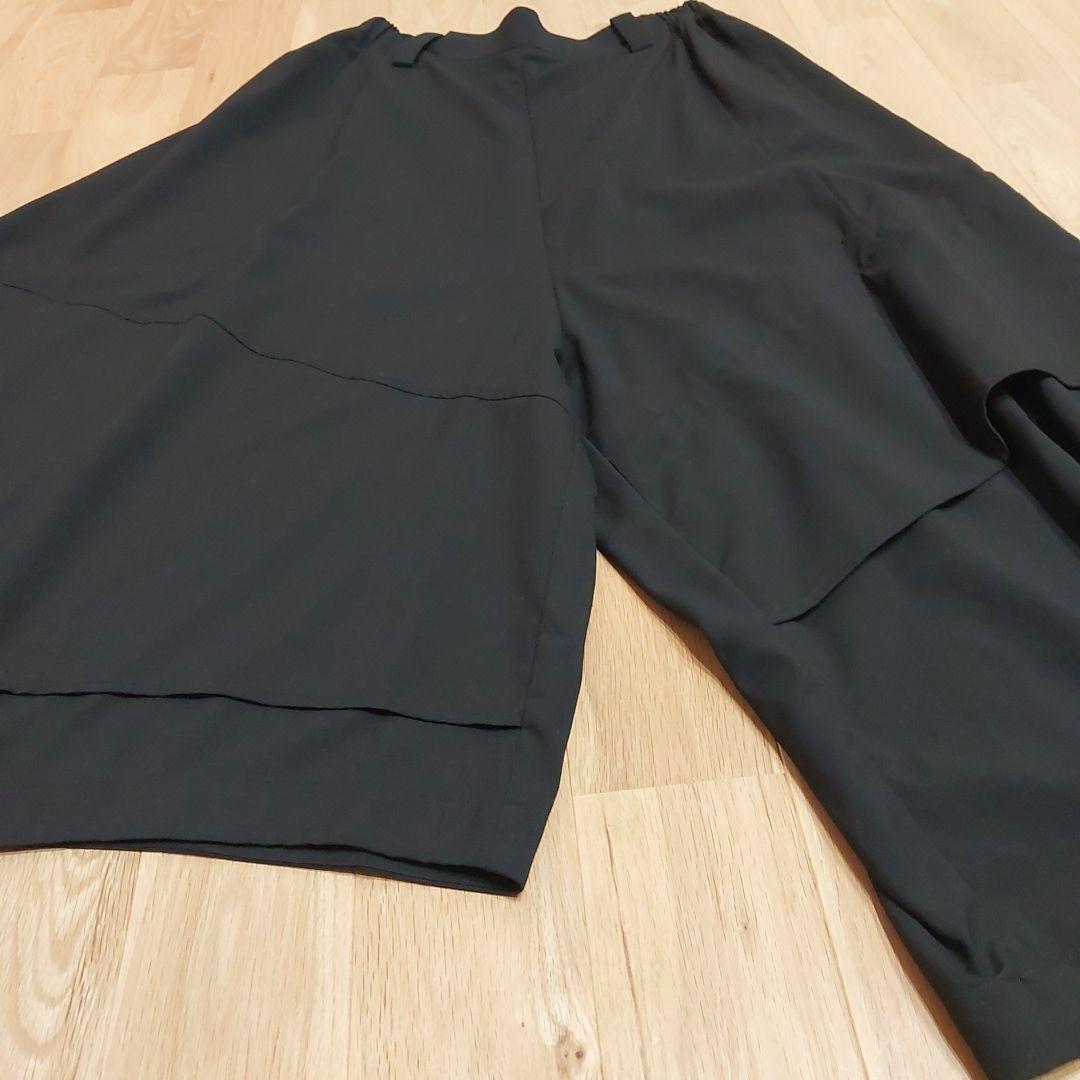 タグ付【MOYURU 萌】モユル 変形パンツ アシンメトリー ウエストゴム 黒