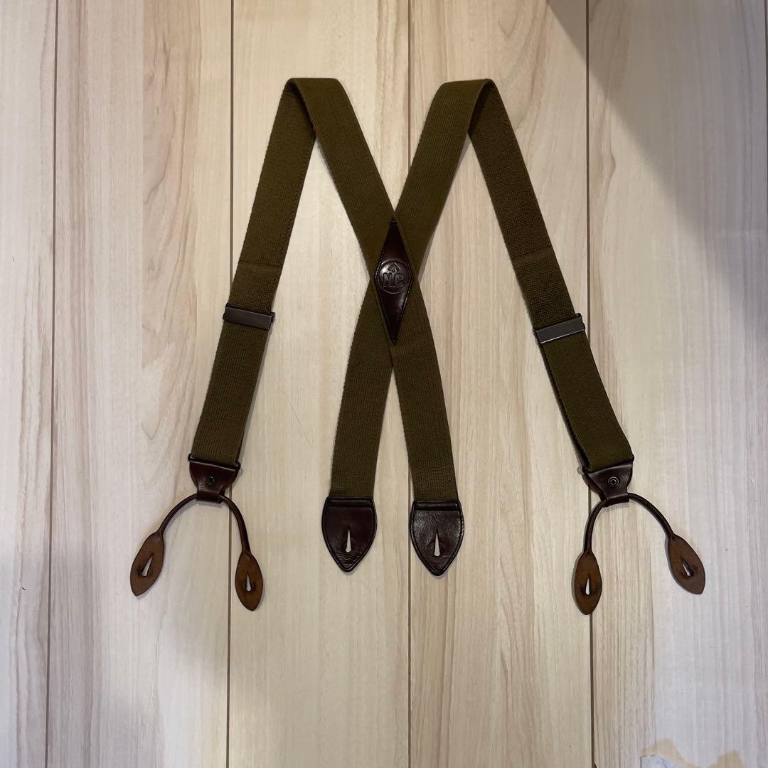 Nigel Cabournサスペンダー オリーブグリーン×ブラウン ゴム×レザー