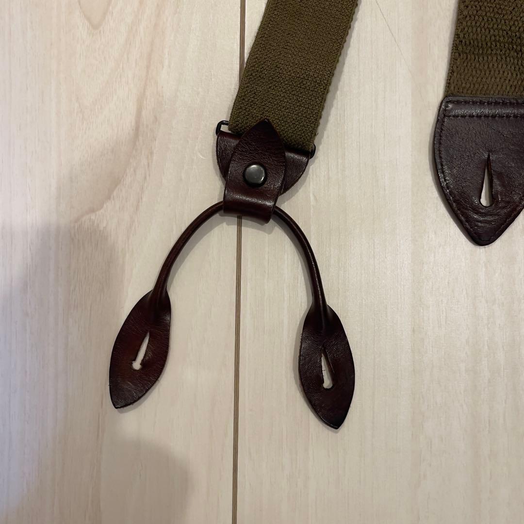 Nigel Cabournサスペンダー オリーブグリーン×ブラウン ゴム×レザー