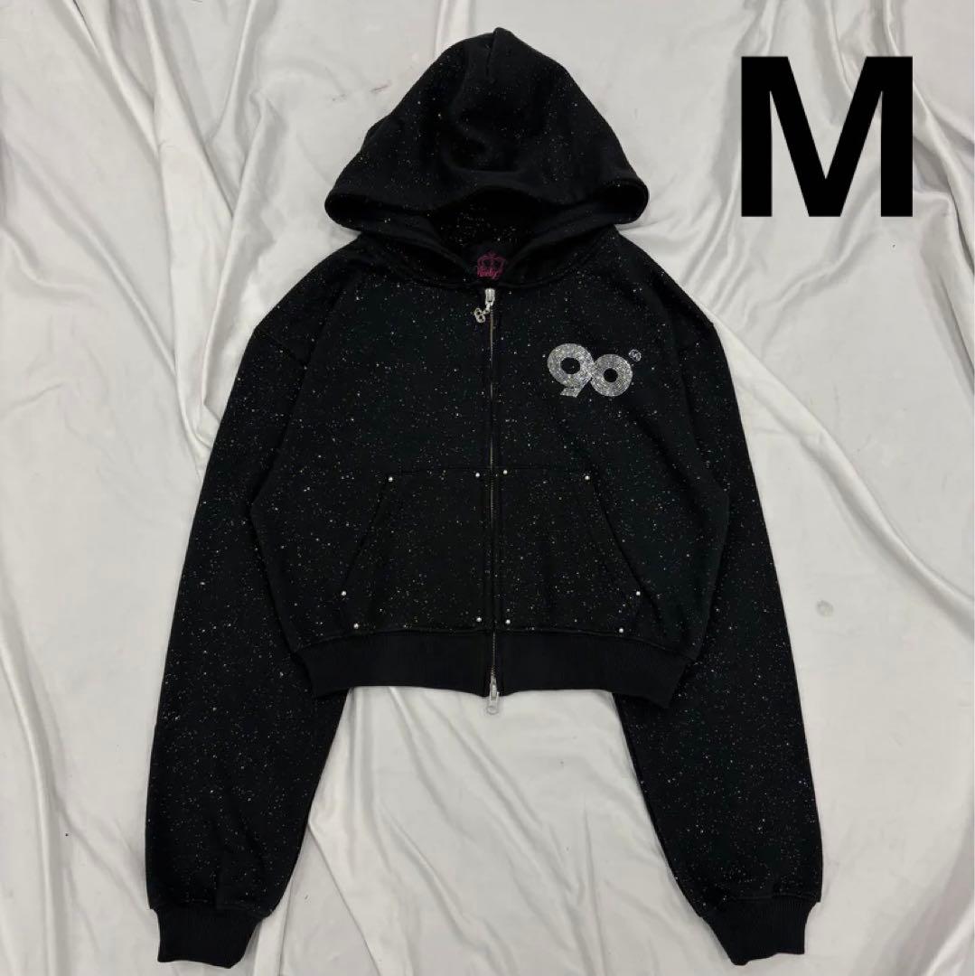 トップス 9090girl Logo Glitter Zip Hoodie M