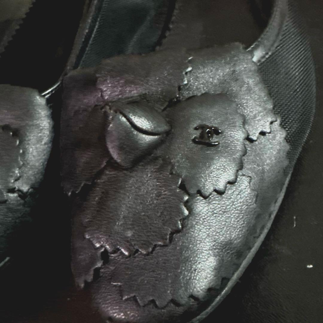 朝まで‼️美品✨本物CHANEL✨素敵なカメリア♡フラットシューズ❤ココマーク