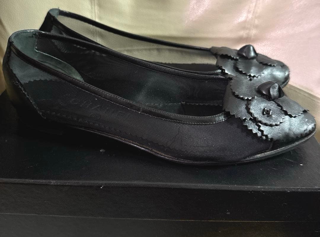 朝まで‼️美品✨本物CHANEL✨素敵なカメリア♡フラットシューズ❤ココマーク