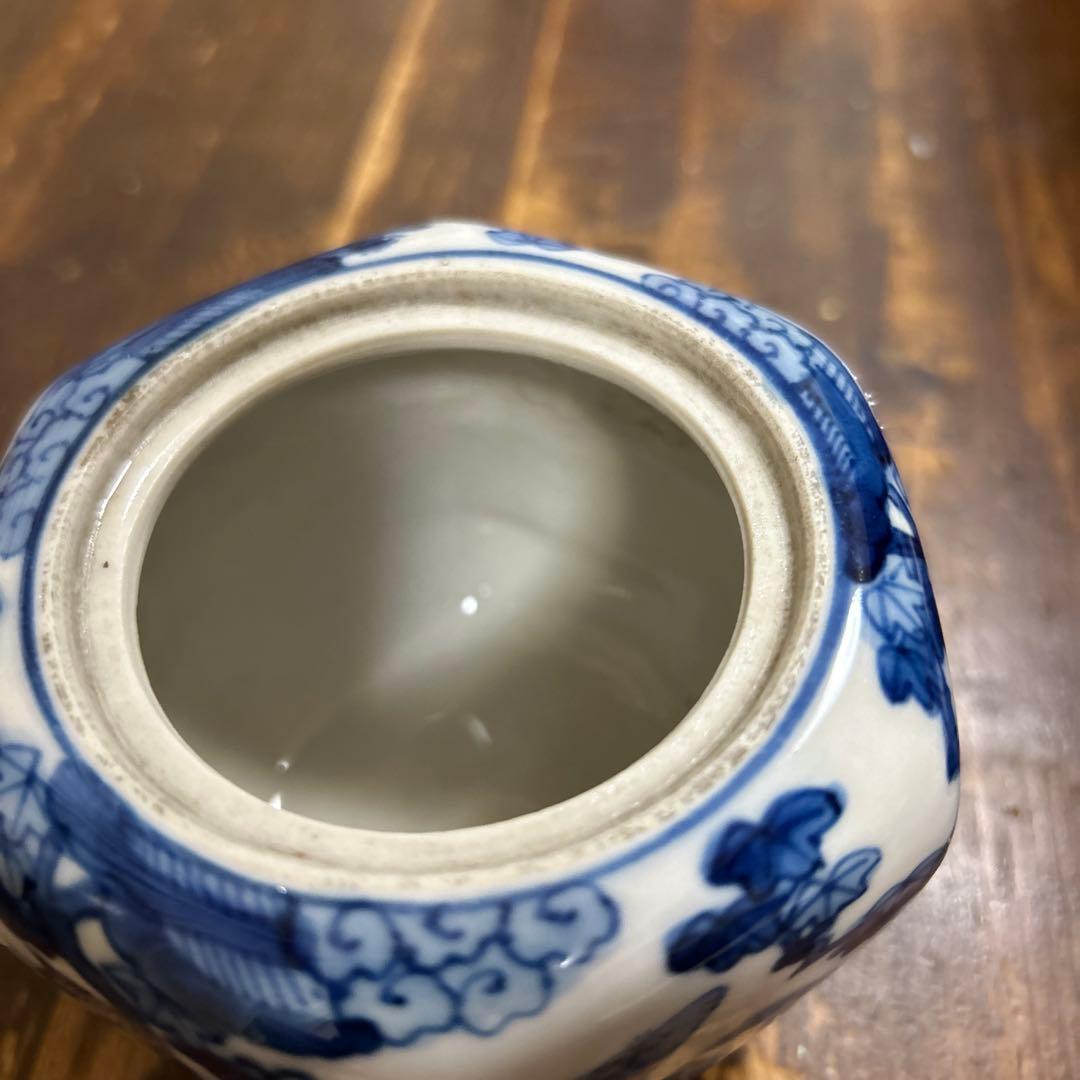 九谷焼　骨董品　美術品　古物　香炉2つ　角福　赤絵　染付