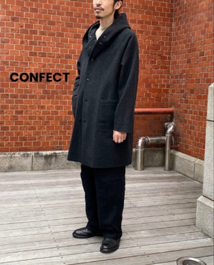 CONFECT ウールカシミヤ フリース フーデットコート