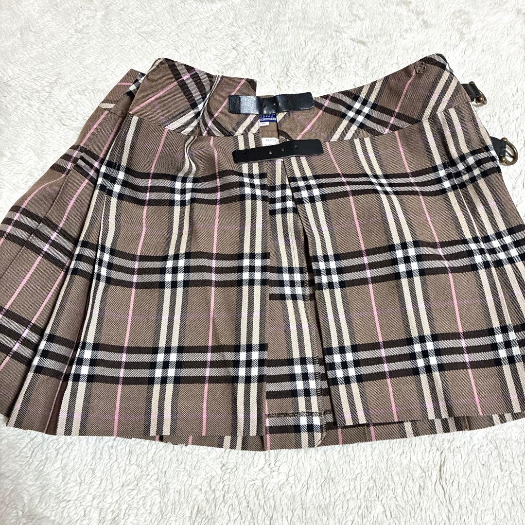 美品✨バーバリー ブルーレーベル ノバチェック プリーツ　ラップスカート　Y2K