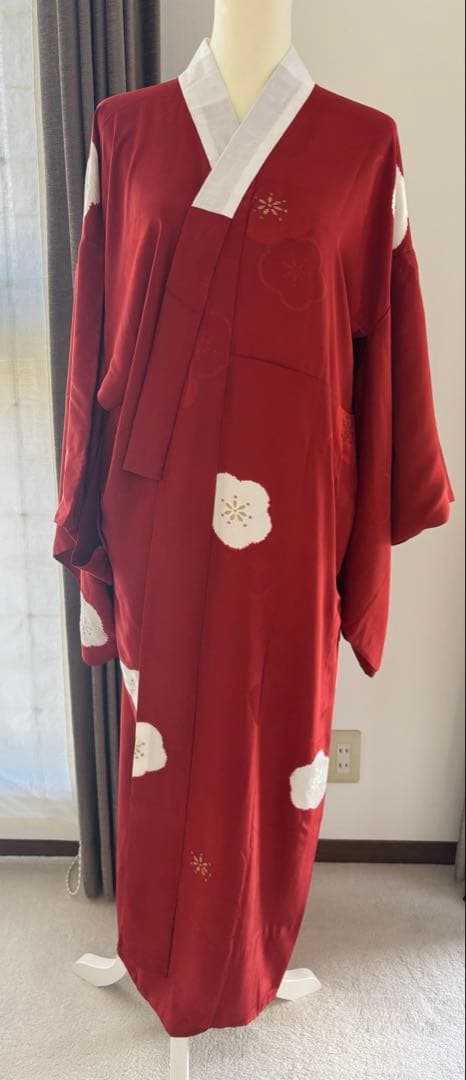 朱赤☆梅花刺繍入りの長襦袢　トールサイズ