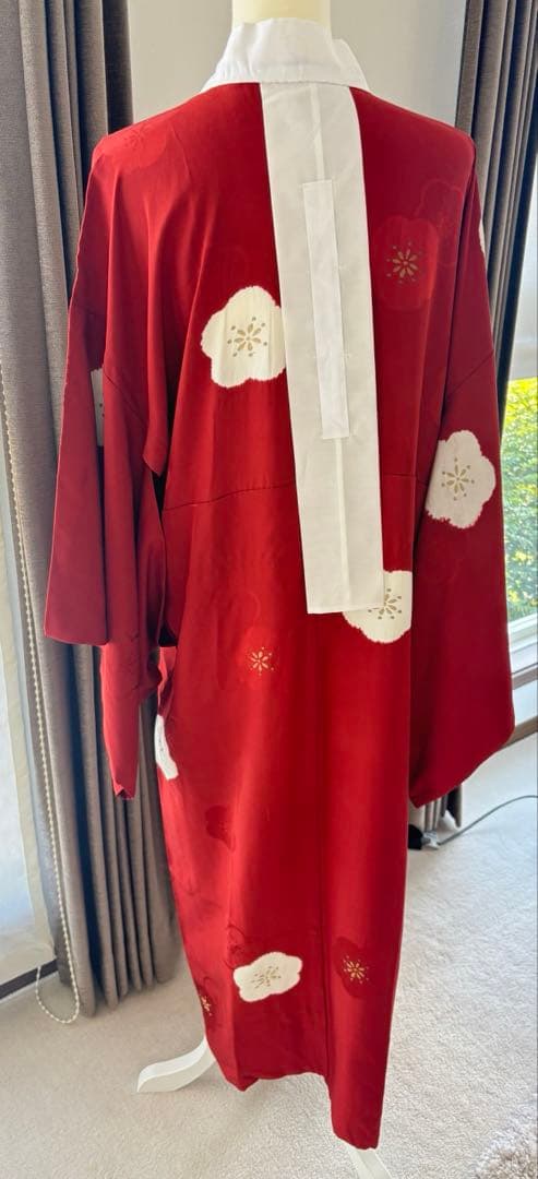 朱赤☆梅花刺繍入りの長襦袢　トールサイズ