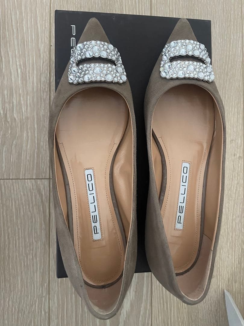 PELLICO ビジュー付きフラットシューズ グレー