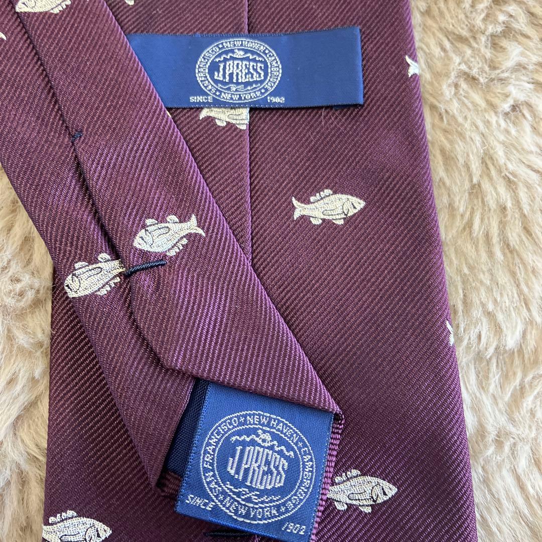 J.PRESS クラシックフィッシュ シルクタイ（バーガンディ）