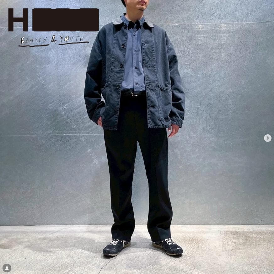 【25AW】H BEAUTY&YOUTH フェードレザーカラーカバーオールOvy