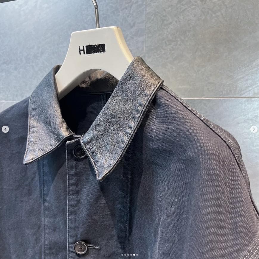【25AW】H BEAUTY&YOUTH フェードレザーカラーカバーオールOvy