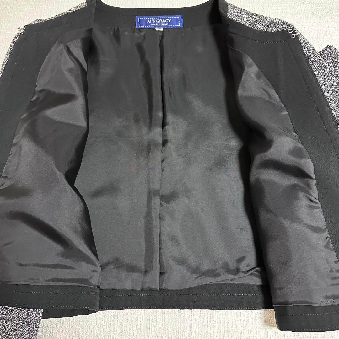 【美品】エムズグレイシー38　スーツ　花刺繍スパンコール　セレモニー