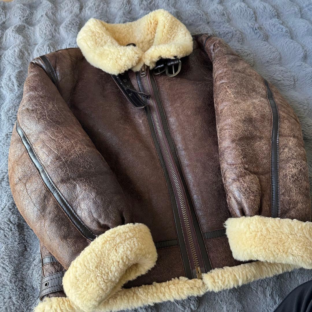 ジャグオさま 羊革 B-3 フライトジャケット リアルムートン Mサイズ