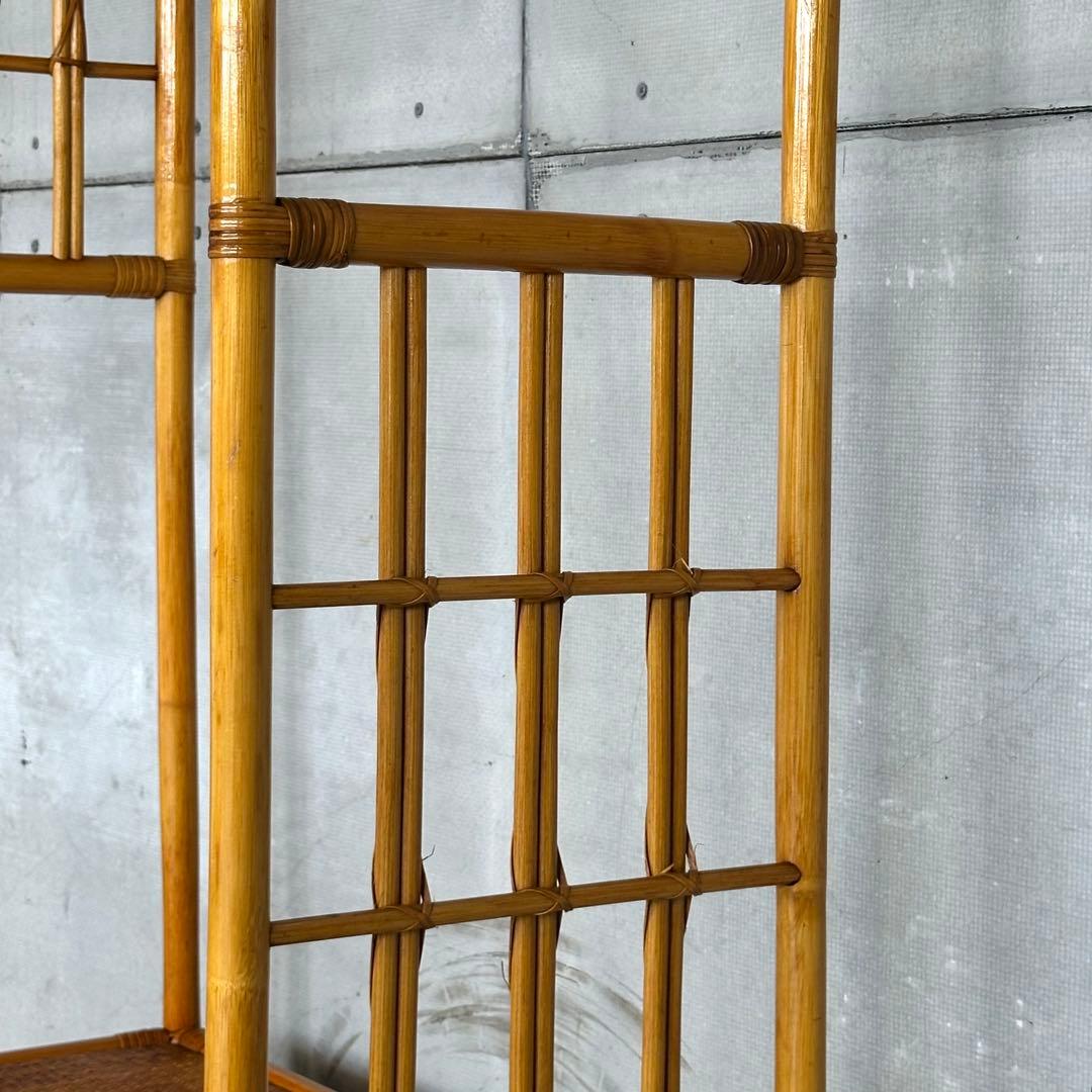 ꧁ラタン꧂昭和レトロ ラタン ハンガーラック 収納付き 籐家具 ヴィンテージ