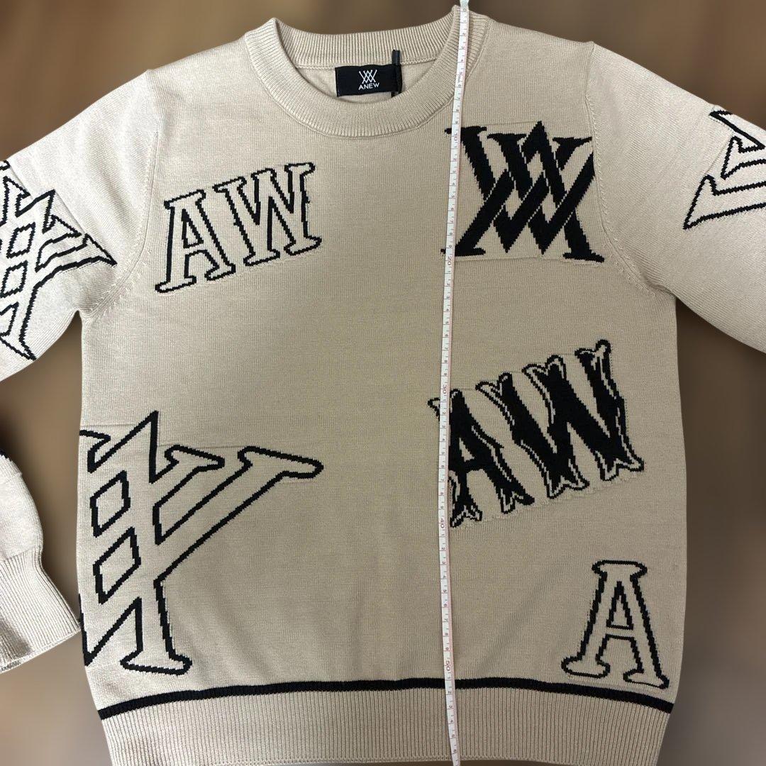 新品未使用！海外購入A NEW GOLF ロゴプリントセーター ベージュSサイズ