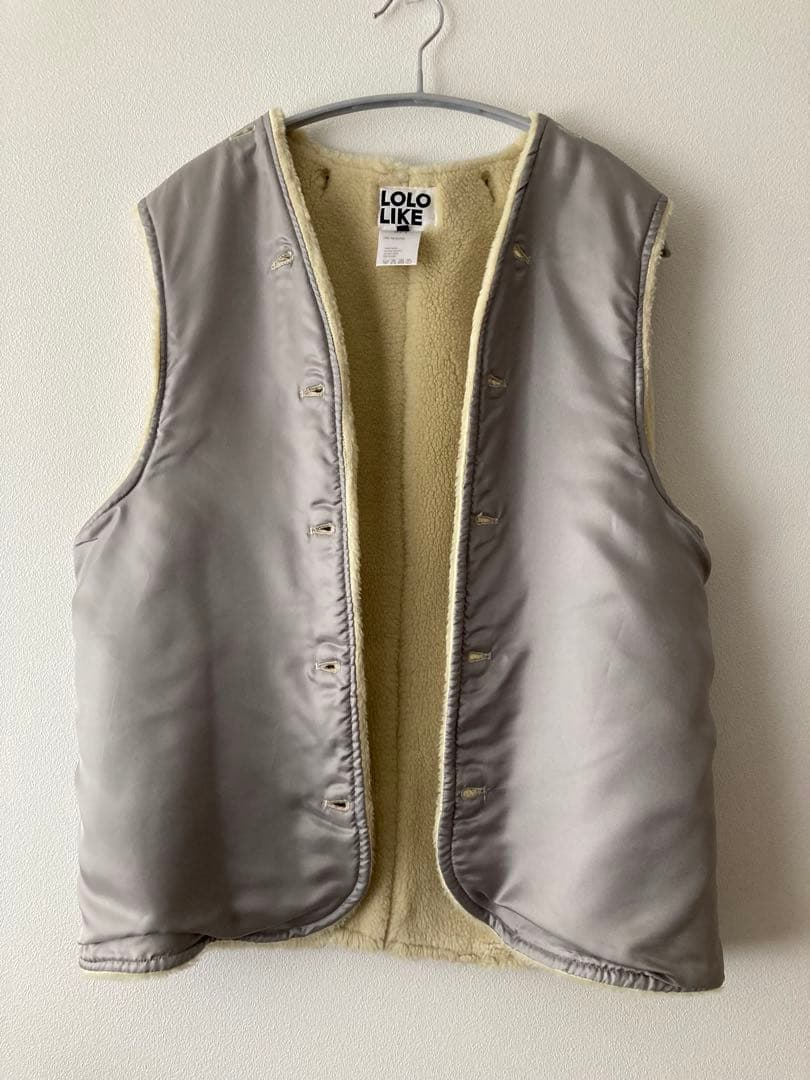 【LOLOLIKE /美品】ノーカラージャケット ボアベスト取り外し可付