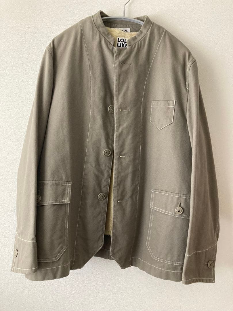 【LOLOLIKE /美品】ノーカラージャケット ボアベスト取り外し可付